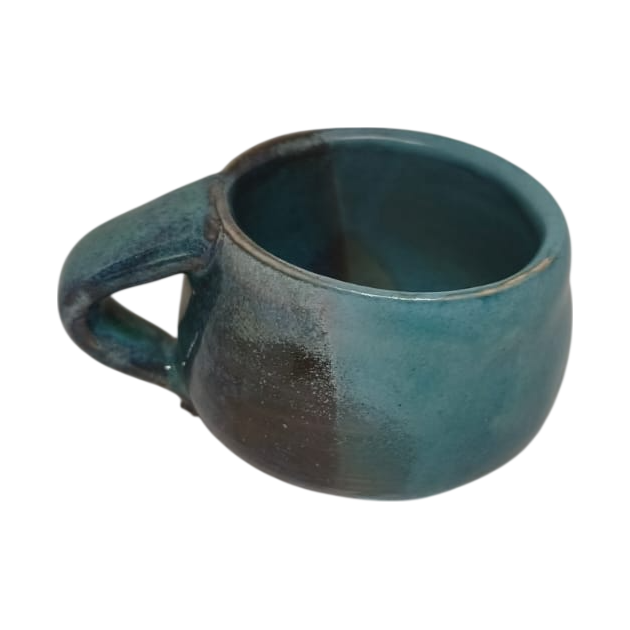 Taza azul para café express de cerámica artesanal